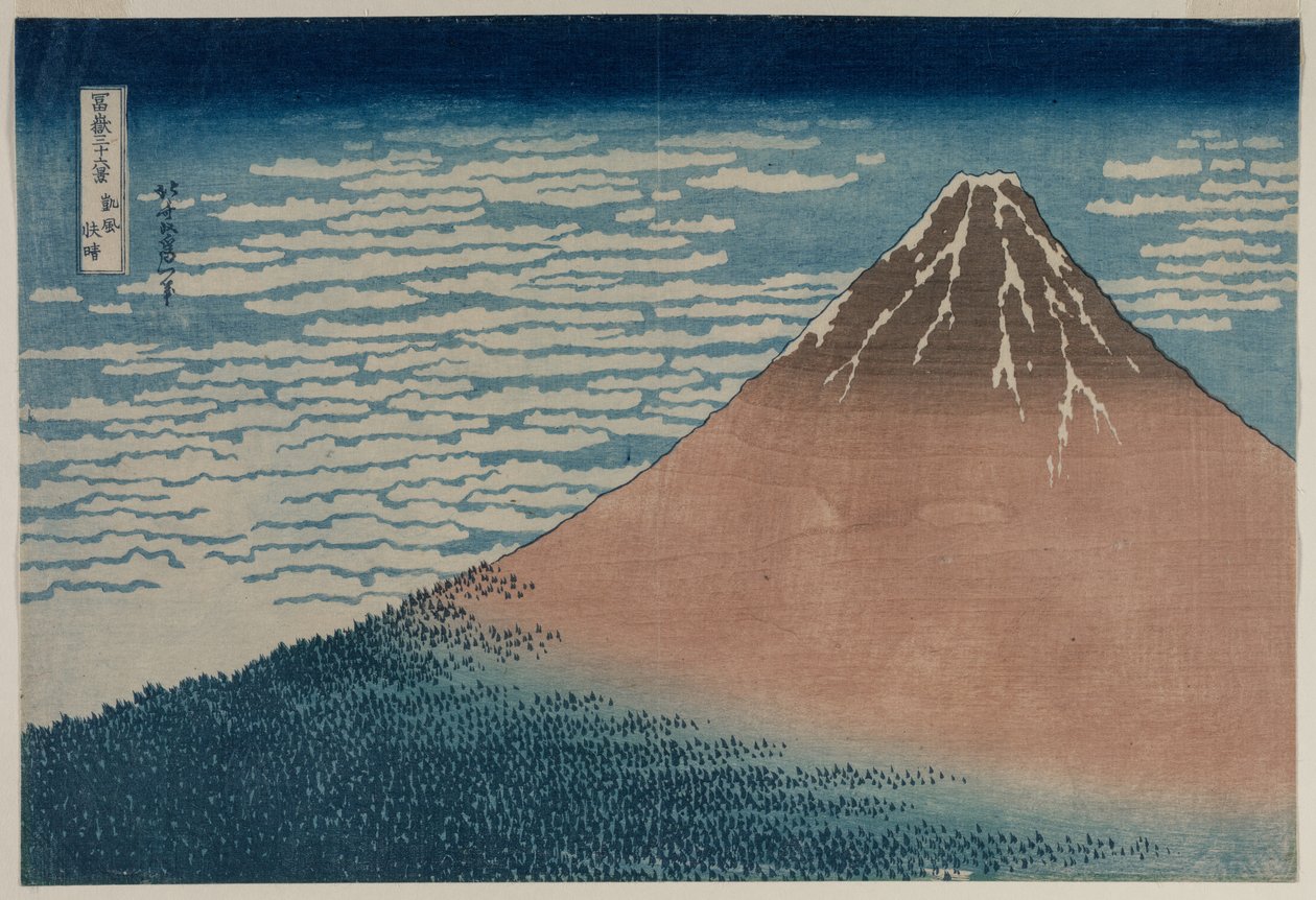 Fuji i klart väder från serien Thirty-six Views of Mount Fuji, tidigt 1830-tal. av Katsushika Hokusai