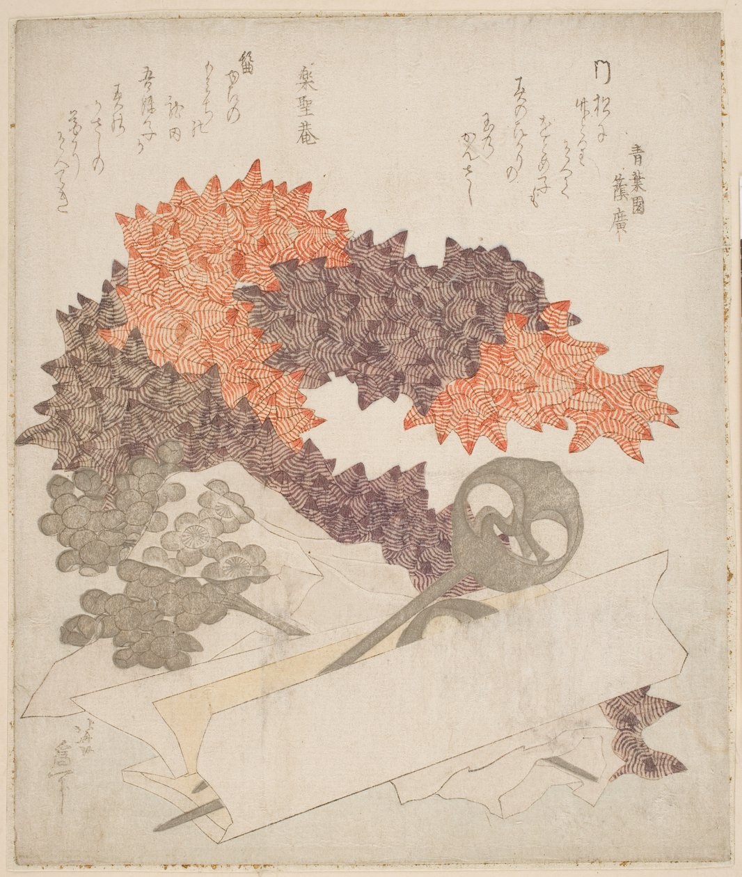 Hårprydnader, ca 1820 (trätryck) av Katsushika Hokusai
