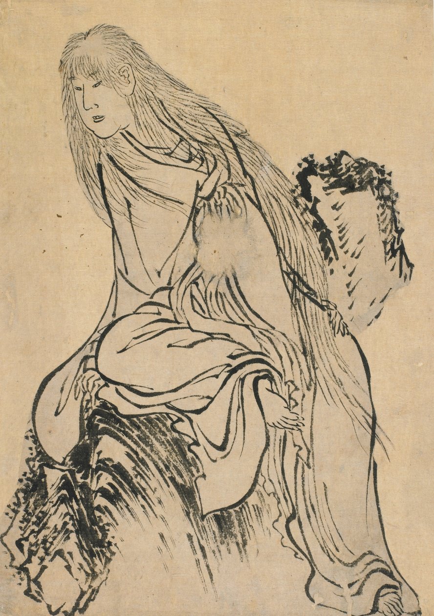 Eremit vilande på en sten, sent 1700-tidigt 1800-tal. av Katsushika Hokusai