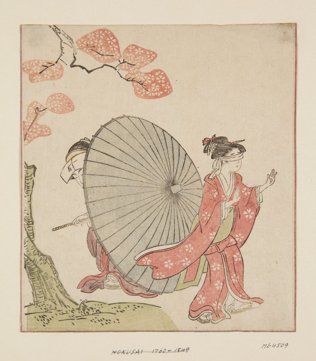 Hide and Seek (träblock i färg) av Katsushika Hokusai