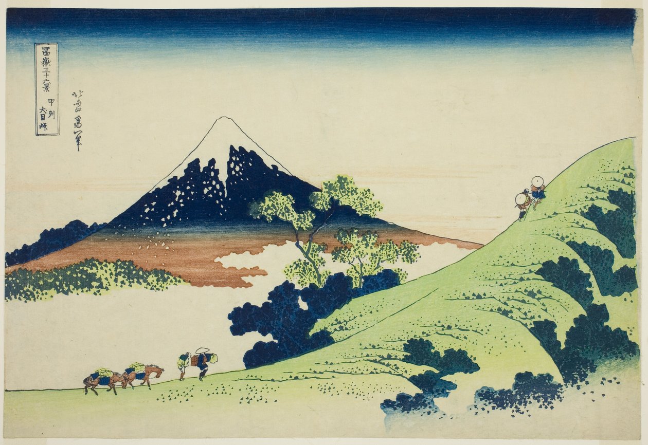 Inume Pass in Kai Province (Koshu Inume-toge), from the series "Thirty-six Views of Mount Fuji (Fugaku sanjurokkei)" av Katsushika Hokusai