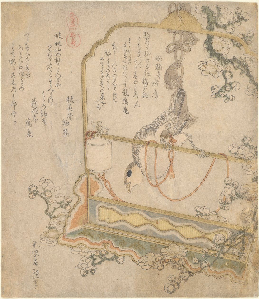 Japanska Robin, från serien All Kinds of Horses av Katsushika Hokusai