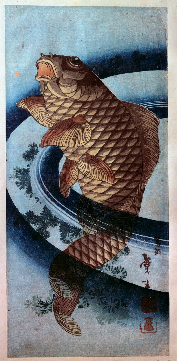 Japansk konst: en karp. tryck av Katsushika Hokusai (1760-1849) 1800-talets Paris, Musee Guimet av Katsushika Hokusai