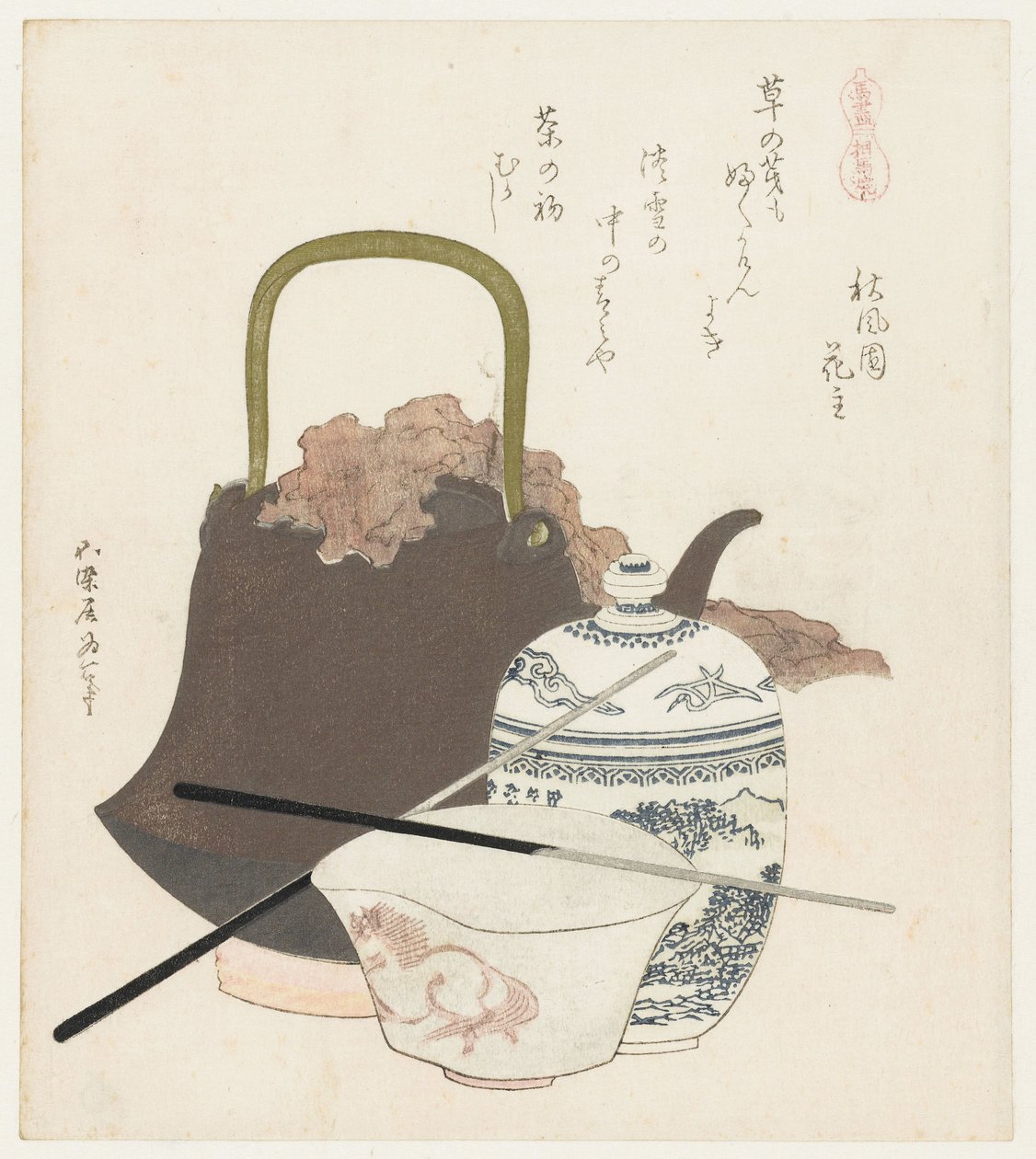 Keramik från Sôma Somayaki (titel på objekt) En serie med hästar (serietitel) Uma zukushi (serietitel på objekt) av Katsushika Hokusai