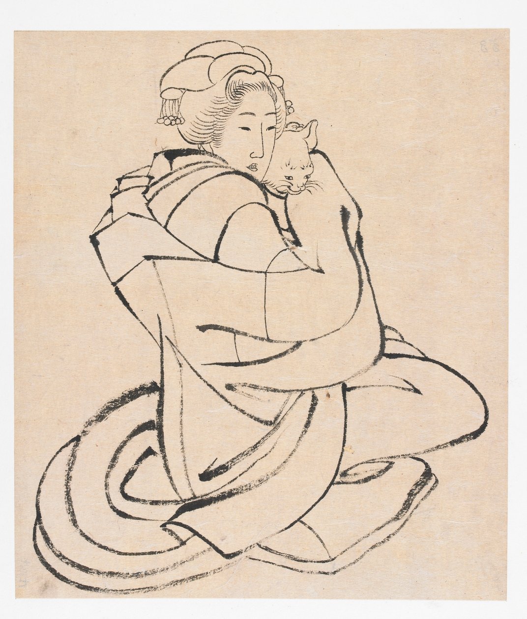 Lady Holding a Cat, Edo-period, ca. 1810-talet. av Katsushika Hokusai