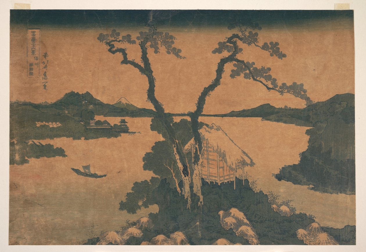 Suwa-sjön i provinsen Shinano (Shinshū Suwako), ur serien ”De trettiosex vyerna av berget Fuji” (Fugaku sanjūrokkei) av Katsushika Hokusai