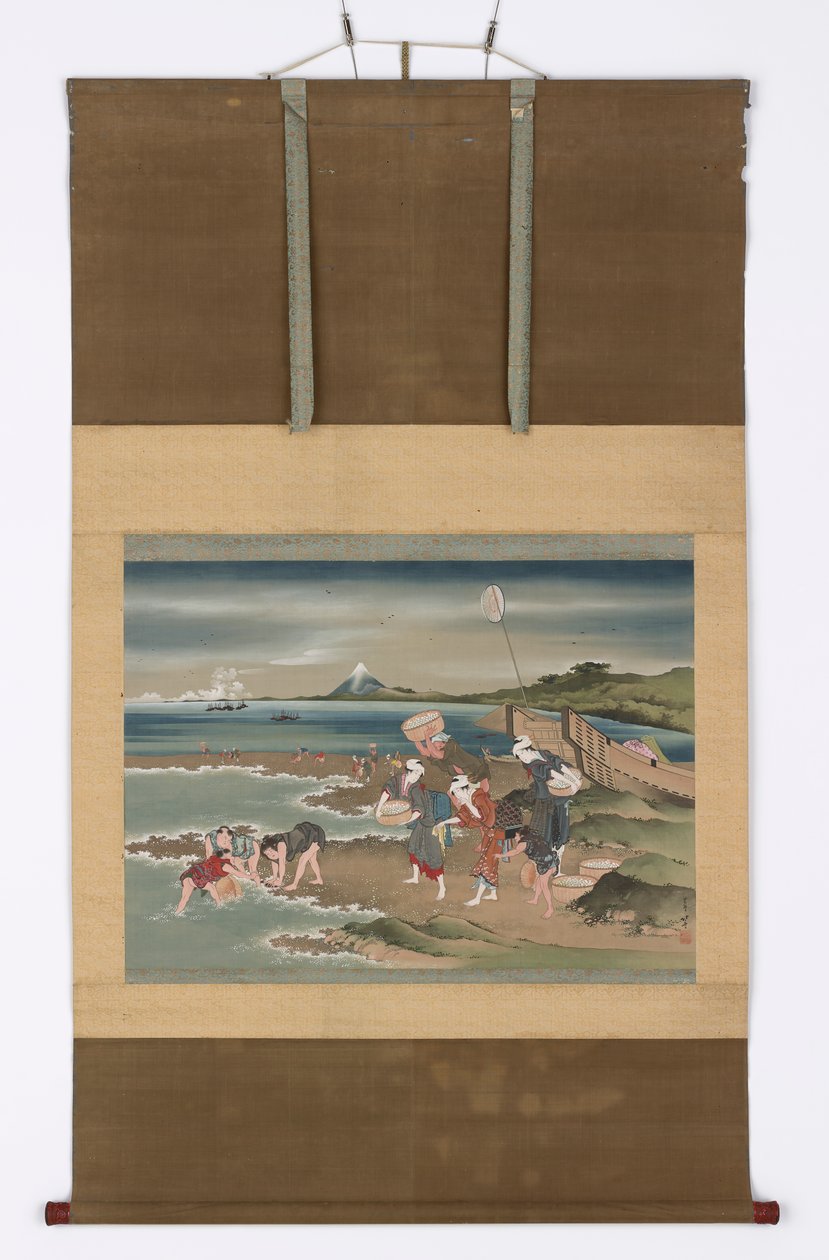 Landskap: musslor samlare på stranden, sent 1700-tidigt 1800-tal. av Katsushika Hokusai