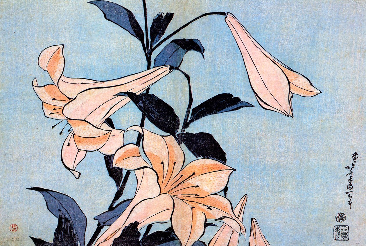 Liljor, c1830. av Katsushika Hokusai
