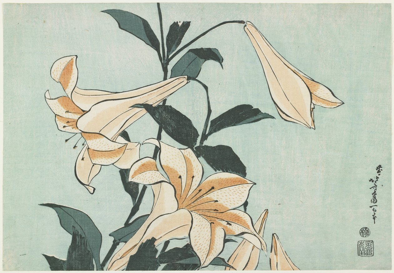 Liljor, c. 1832 av Katsushika Hokusai
