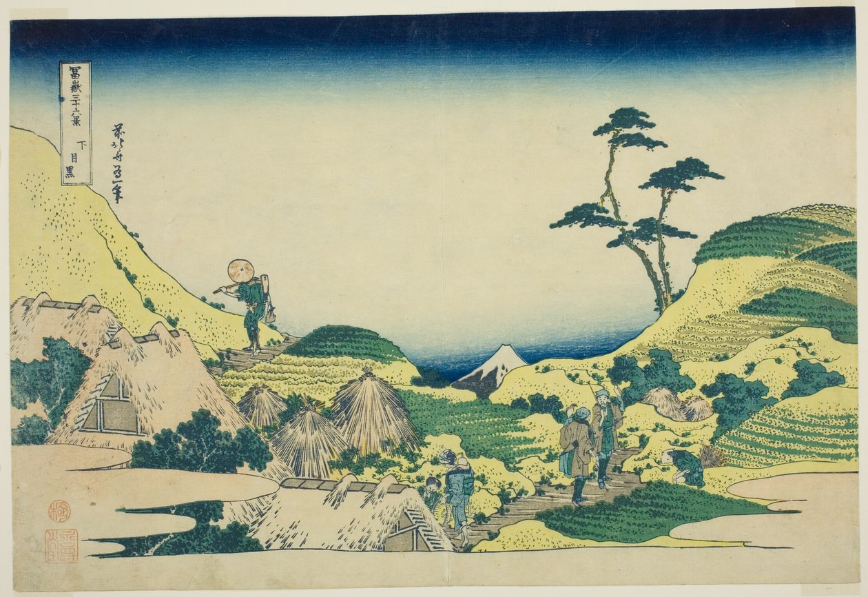 Nåväl Meguro (Shimo Meguro), från serien "Ti rty Mr. x Vie ws Of mount Fuji (Fugaku Usaju Rokukatsu)" av Katsushika Hokusai