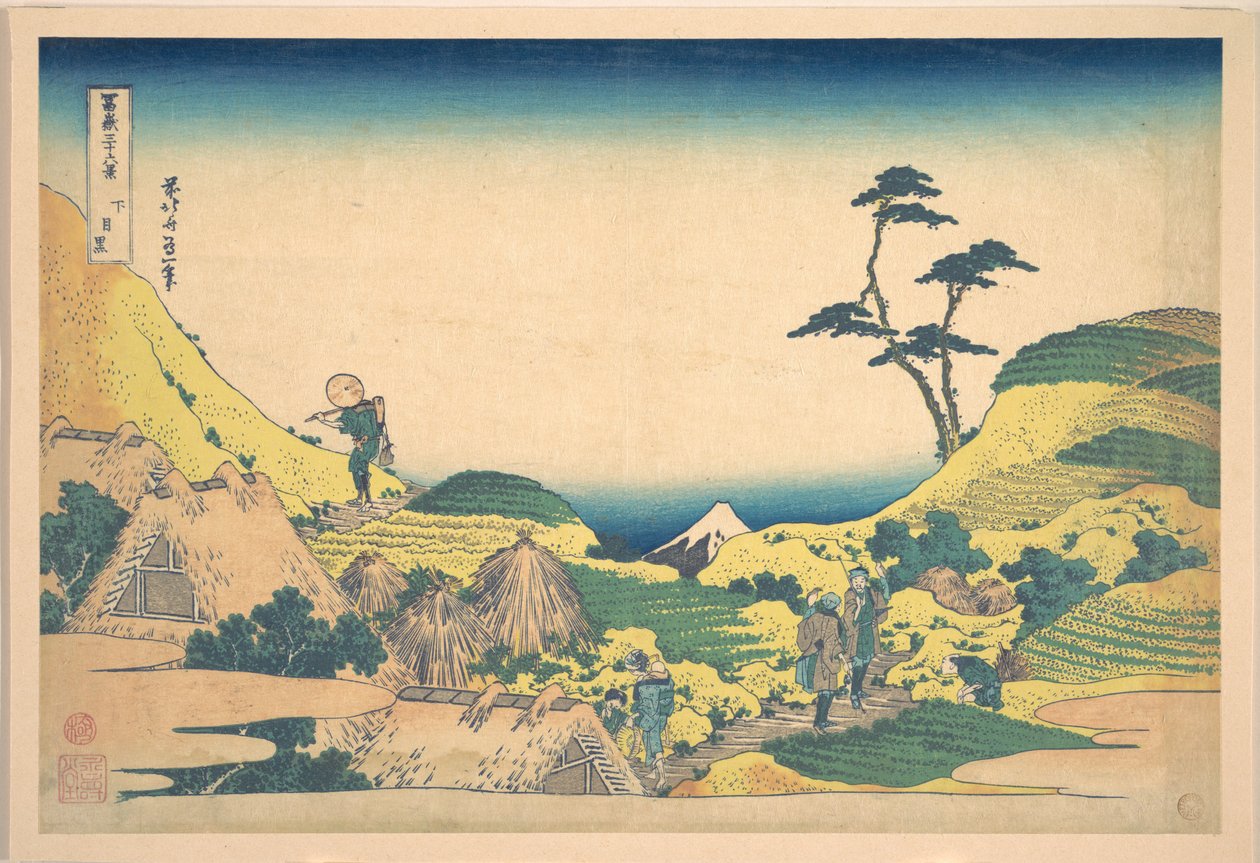 Nedre Meguro (Shimo Meguro), ur serien ”Trettiosex vyer av berget Fuji” (Fugaku sanjūrokkei) av Katsushika Hokusai