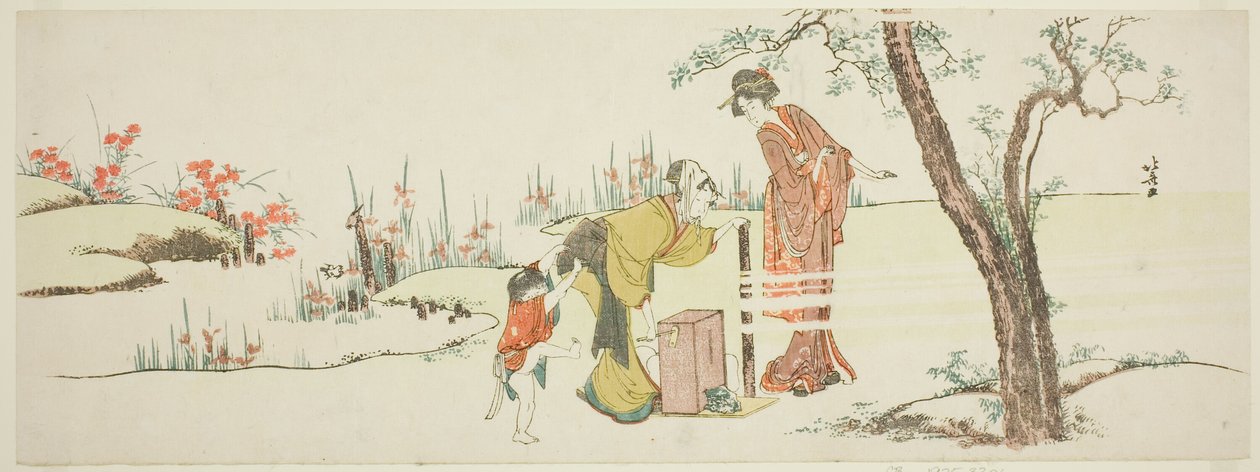Att göra papperssnören för att binda hår av Katsushika Hokusai