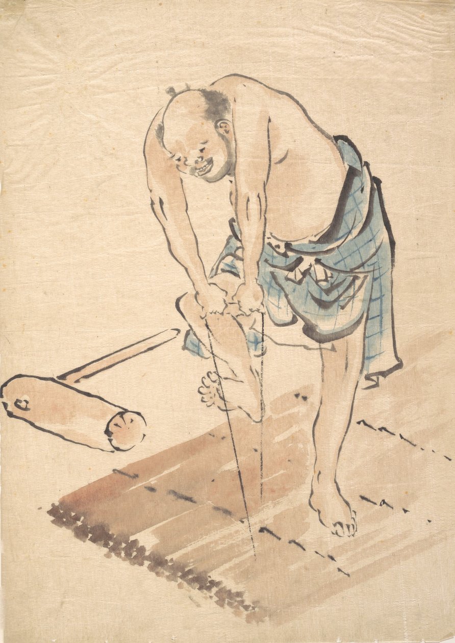 Man på en flotte. av Katsushika Hokusai