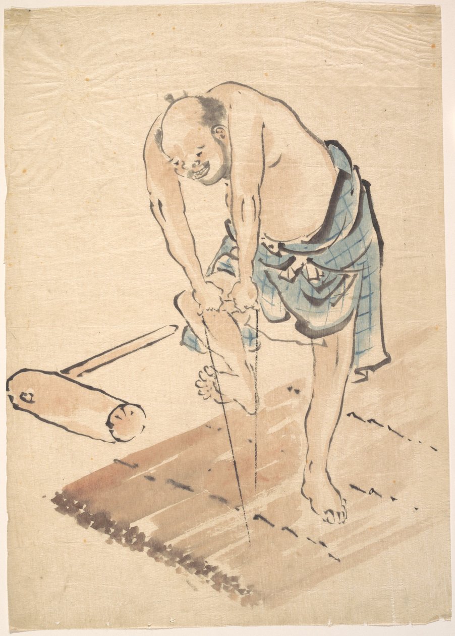 Man på en flotte av Katsushika Hokusai