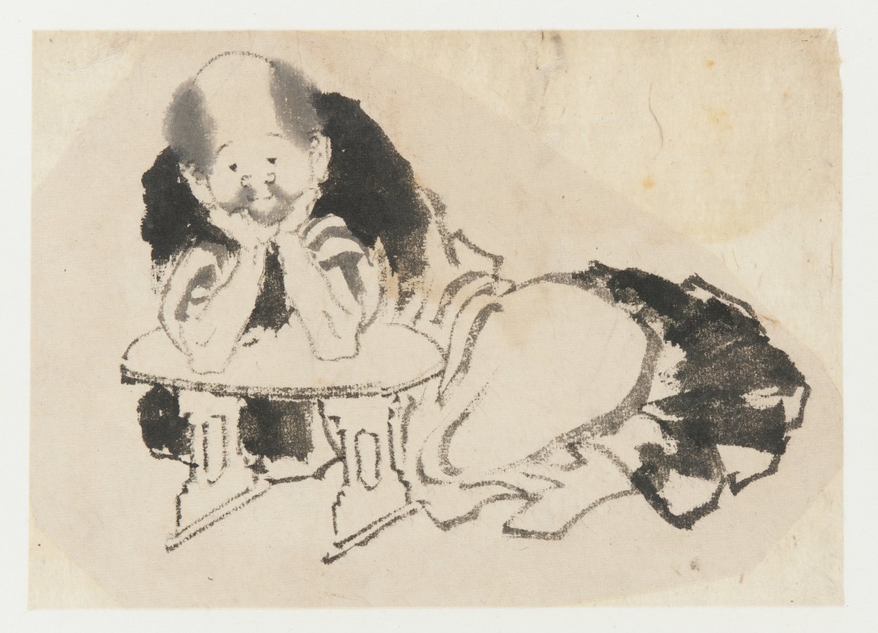 Man sittande med armstöd, Edo-period, 1800-talet. av Katsushika Hokusai