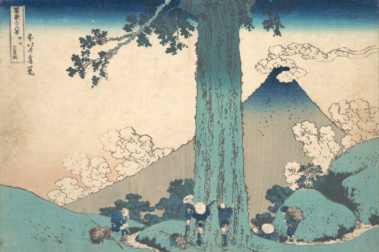 Mishima Pass i Kai-provinsen Koshu Mishima goe, från serien Thirty-six Views ..., ca. 1830-32. av Katsushika Hokusai
