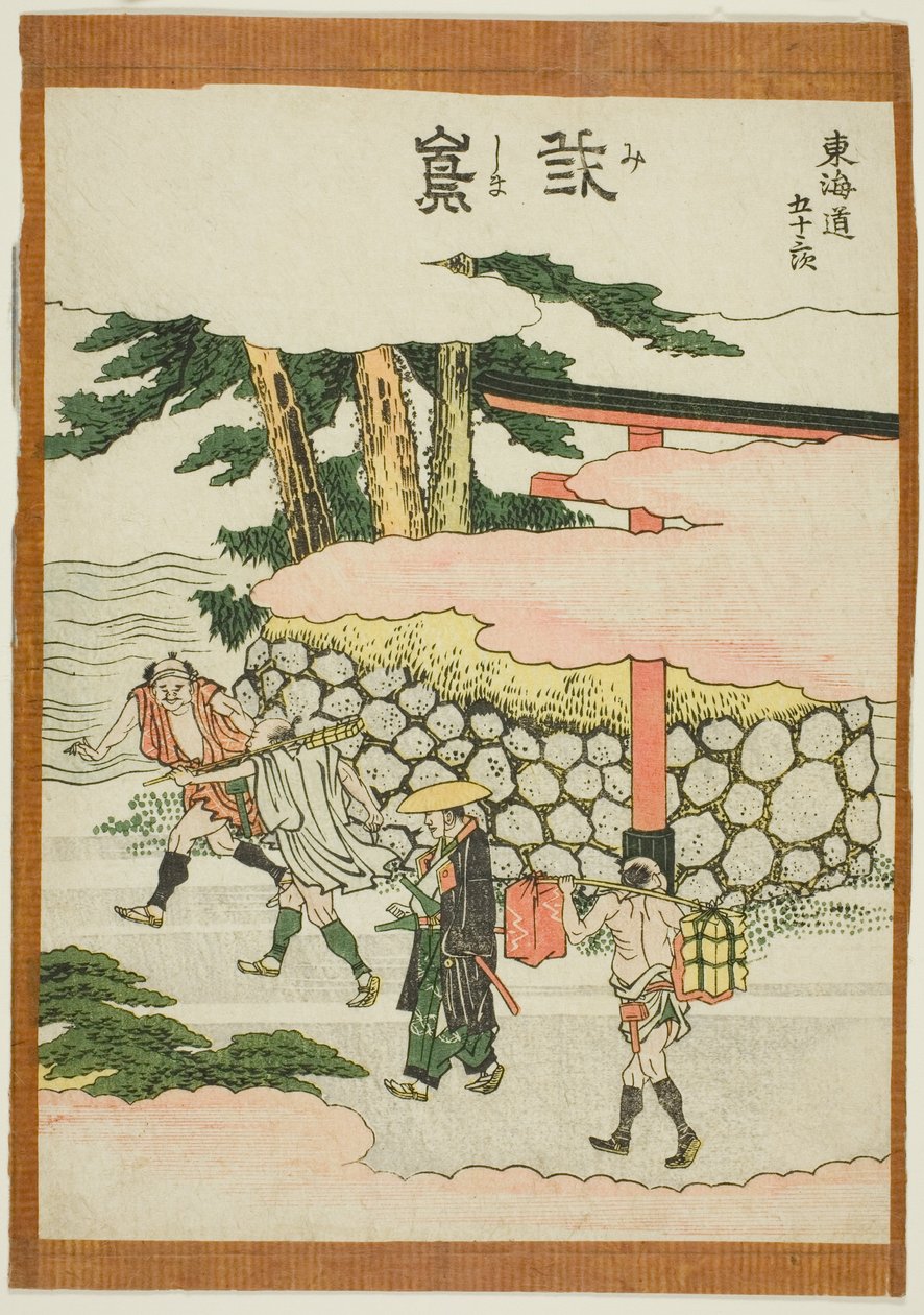 Mishima, från serien "Fifty-three Stations of the Tokaido (Tokaido gojusan tsugi)" av Katsushika Hokusai