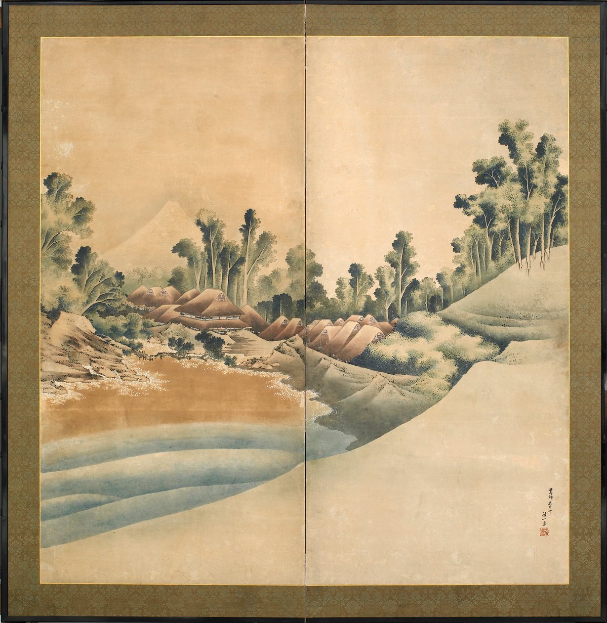 Mount Fuji och Enoshima, Edo-perioden, ca 1825 (bläck och färg på papper) av Katsushika Hokusai