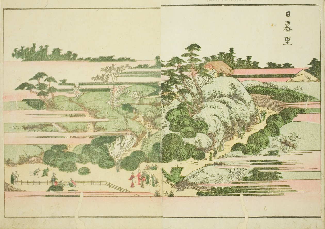 Nippori, från den illustrerade boken "Picture Book of Amusements of the East (Ehon Azuma asobi)" av Katsushika Hokusai