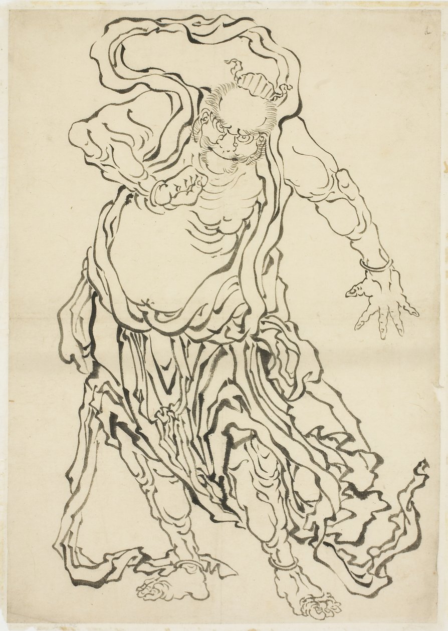 En av Nio (A Guardian), ca 1815-1849 (bläck på papper) av Katsushika Hokusai