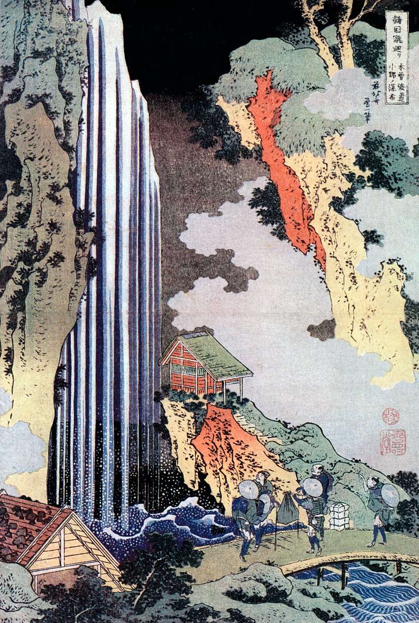 Ono vattenfall längs Kisokaido, c1780-1849 av Katsushika Hokusai