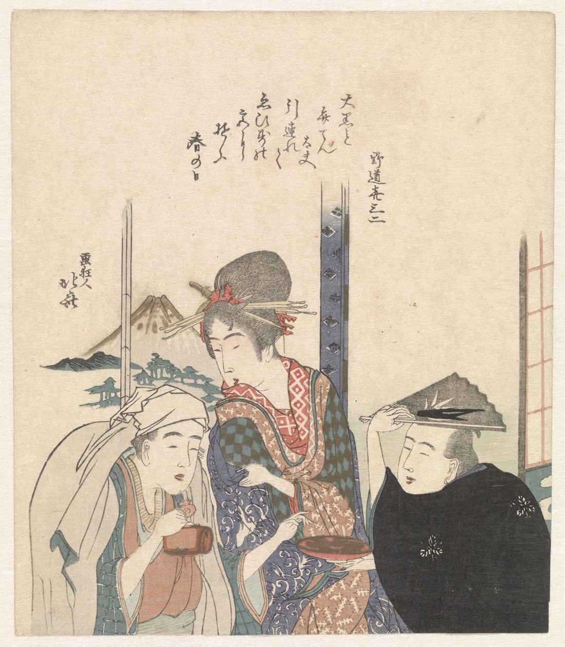 Parodi på gudarna Daikoku och Benten av Katsushika Hokusai