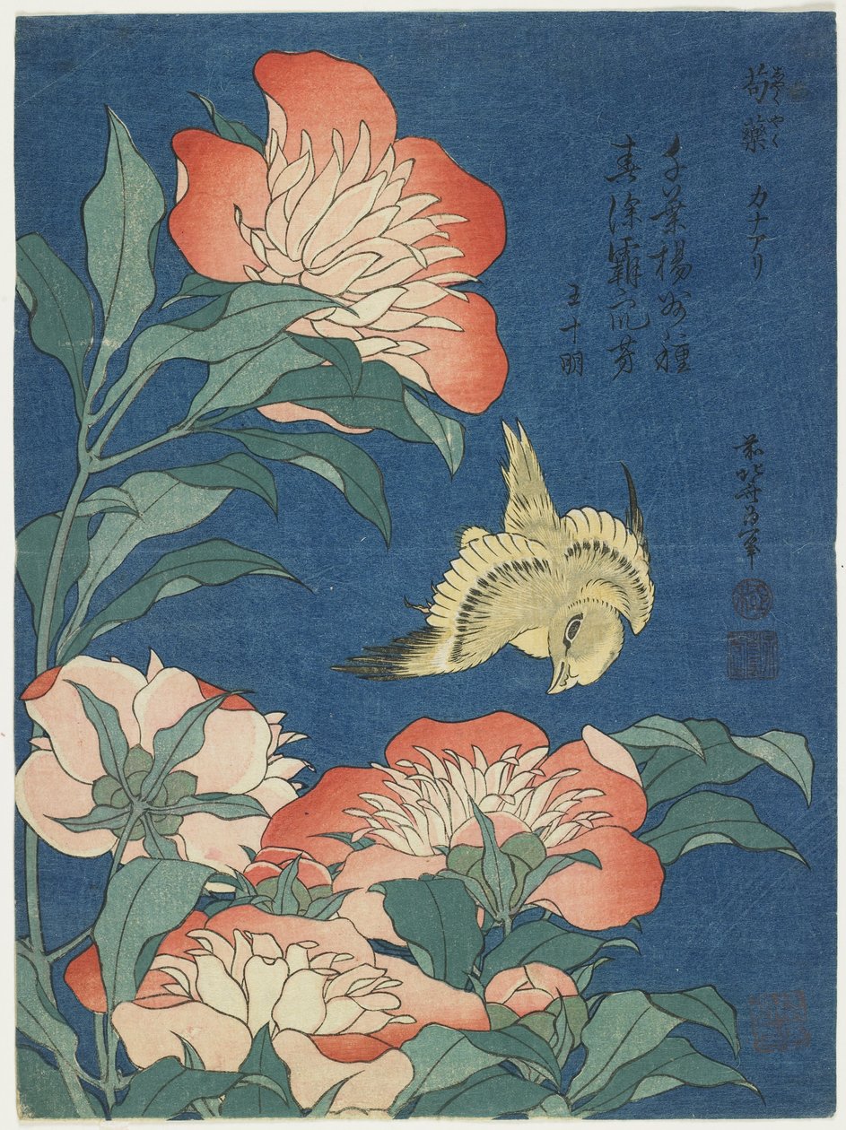 Pioner och Kanarieöarna, ca. 1833 av Katsushika Hokusai