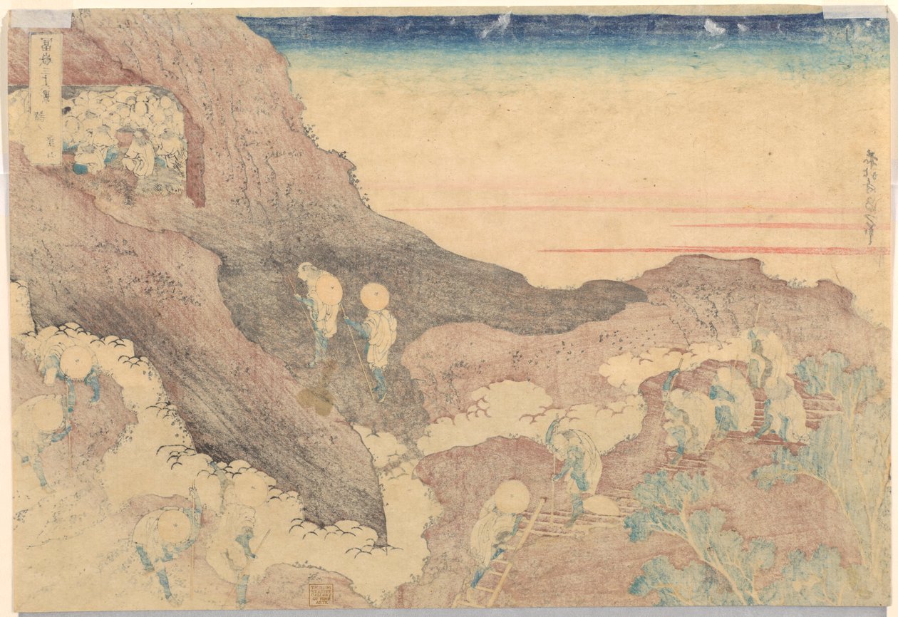 Pilgrims Ascending the Peak, från serien Thirty-Six Views of Mount Fuji av Katsushika Hokusai