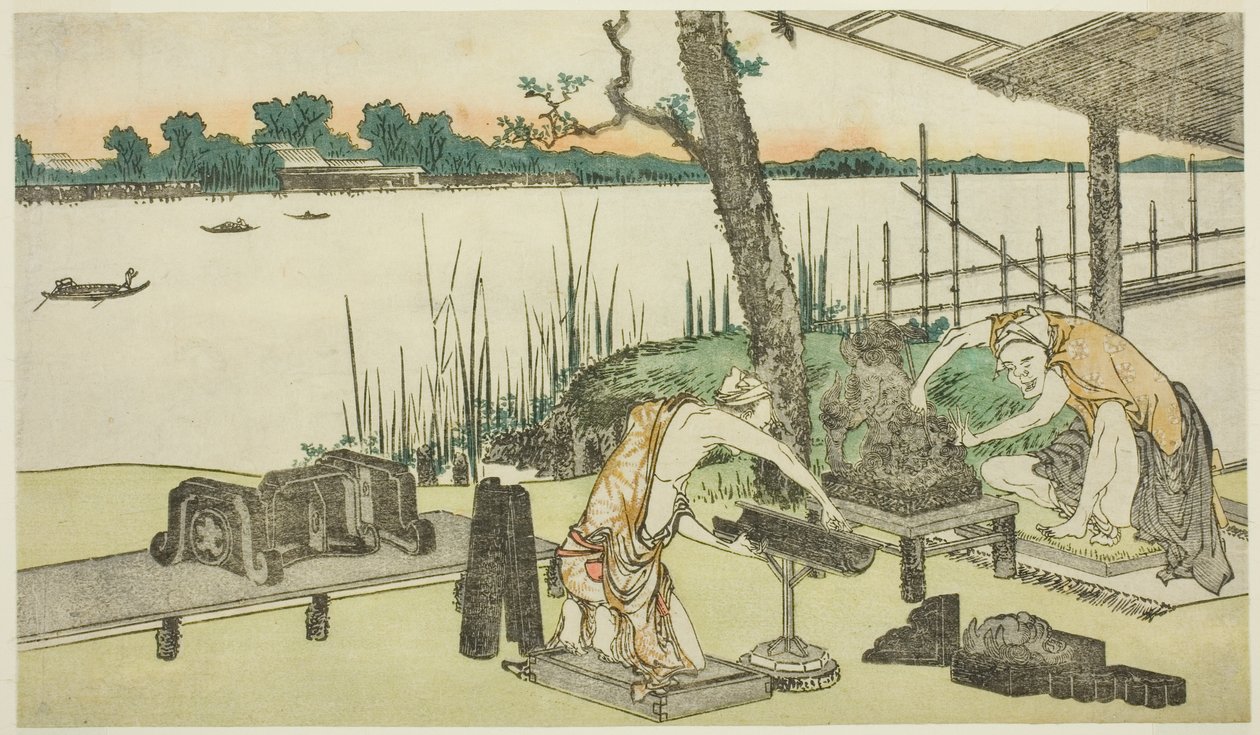 Krukmakare på jobbet - Imado av Katsushika Hokusai