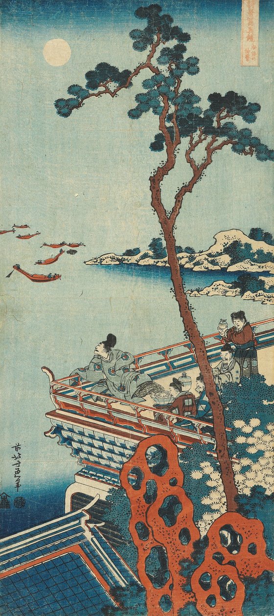 Tryck från serien "A True Mirror of Chinese and Japanese Poems av Katsushika Hokusai