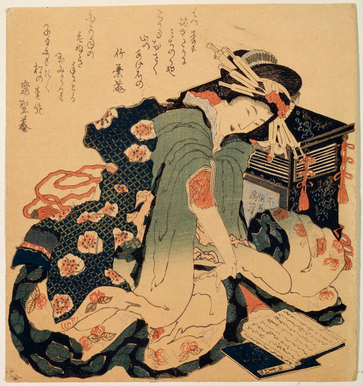 Läsning, c1822. av Katsushika Hokusai