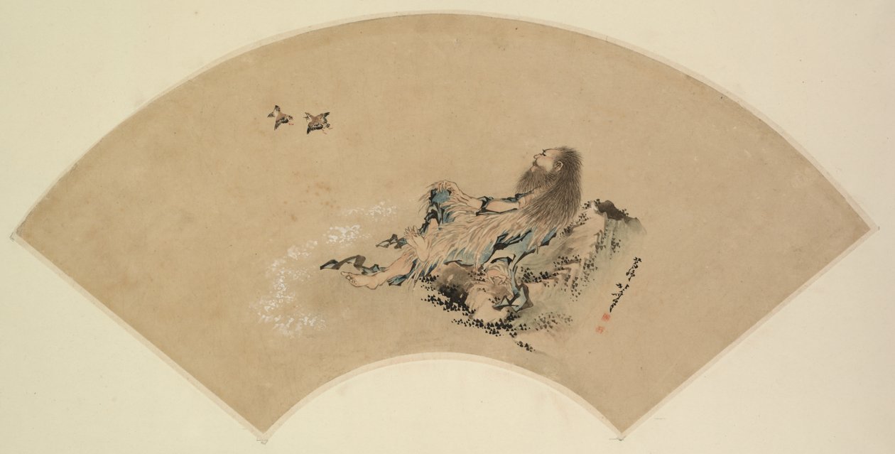 Risshi vid havet tittar på fåglar, sent 1700-tal-1849. av Katsushika Hokusai