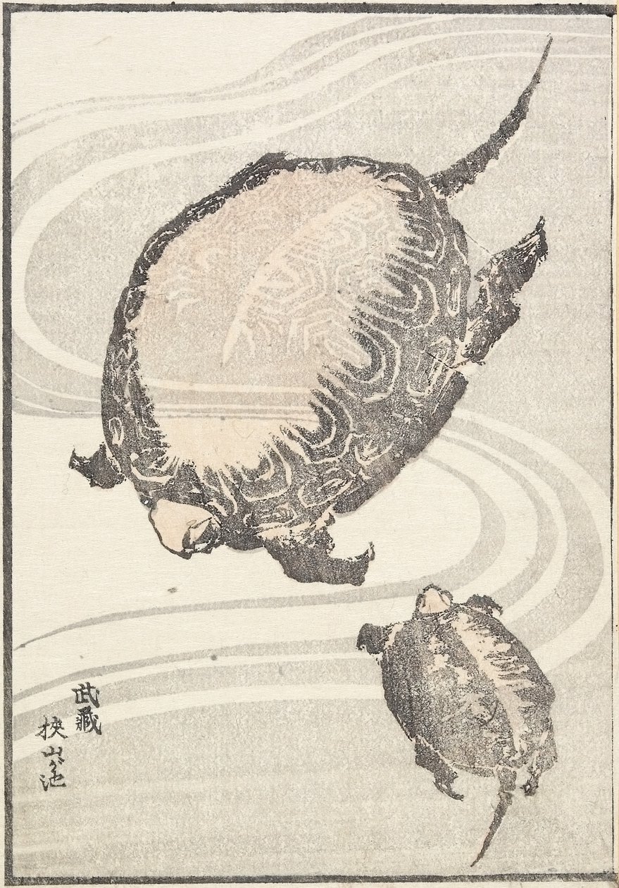Sayama-ga-ike pon d-medlemmen Musashi P Rovinse, 1817 av Katsushika Hokusai