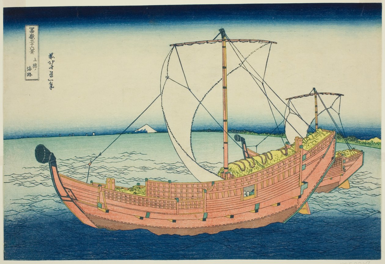 Sea Lane Off Kazusa Province (Kazusa no kairo), från serien "Thirty-six Views of Mount Fuji (Fugaku sanjurokkei)" av Katsushika Hokusai