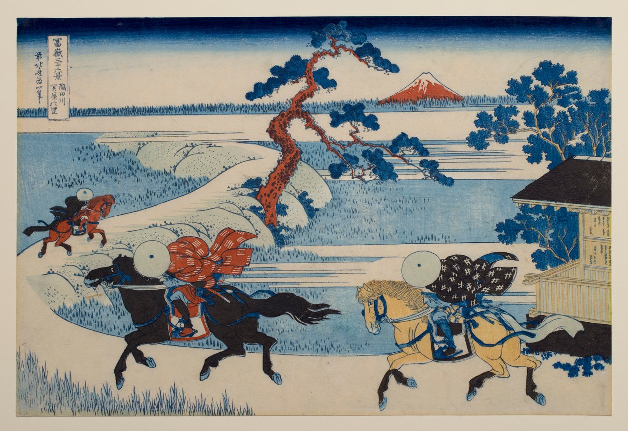 Byn Sekiya vid floden Sumida, ur serien ”De trettiosex vyerna av berget Fuji” av Katsushika Hokusai