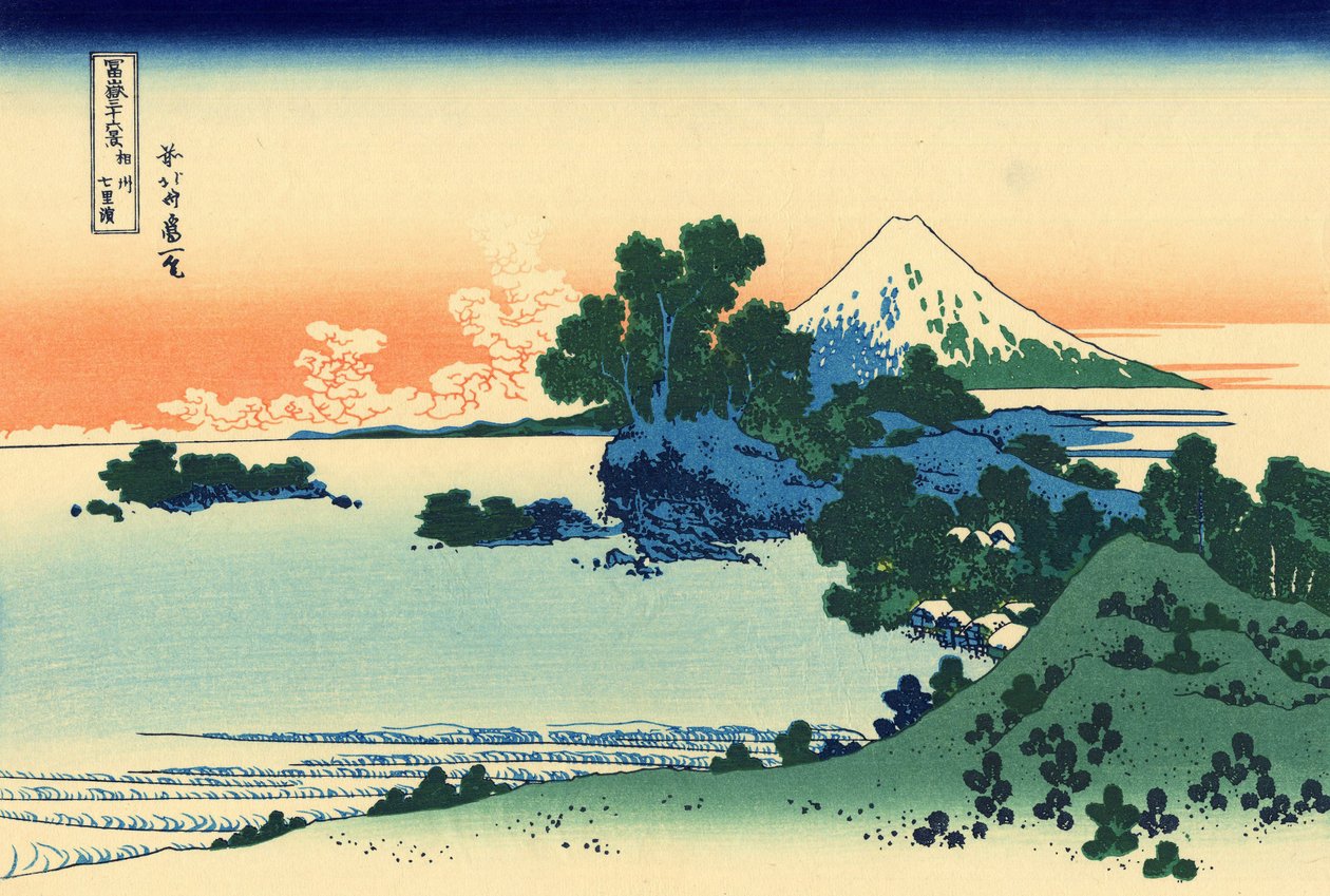 Shichiri-stranden i Sagami-provinsen, ca 1830 (träblockstryck) av Katsushika Hokusai