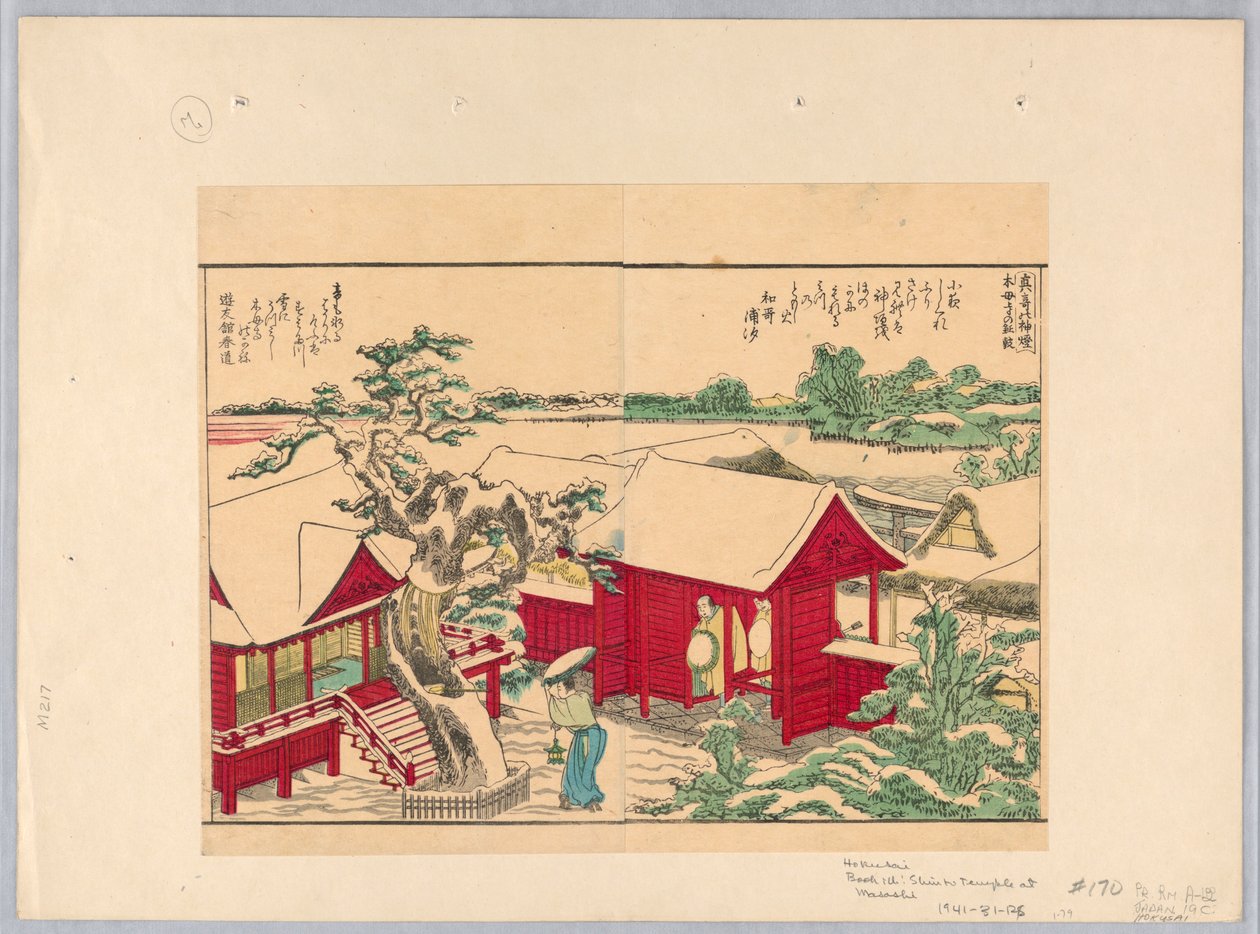 Shinto-templet i Masashi av Katsushika Hokusai
