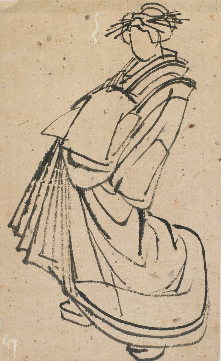 Skiss av en kurtisan, sent 1700-tidigt 1800-tal. av Katsushika Hokusai
