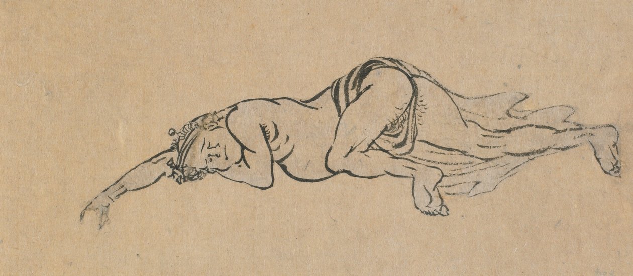 Sleeping Man, sent 1700-tidigt 1800-tal. av Katsushika Hokusai