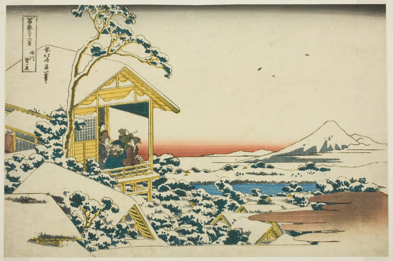 S no wy also r people g from Koishikawa (Koishikawa Yuki no Ashita), from the series "Ti rty x view ws of f also luck t Fuji (Fugaku Usaju Rokukatsu)" av Katsushika Hokusai