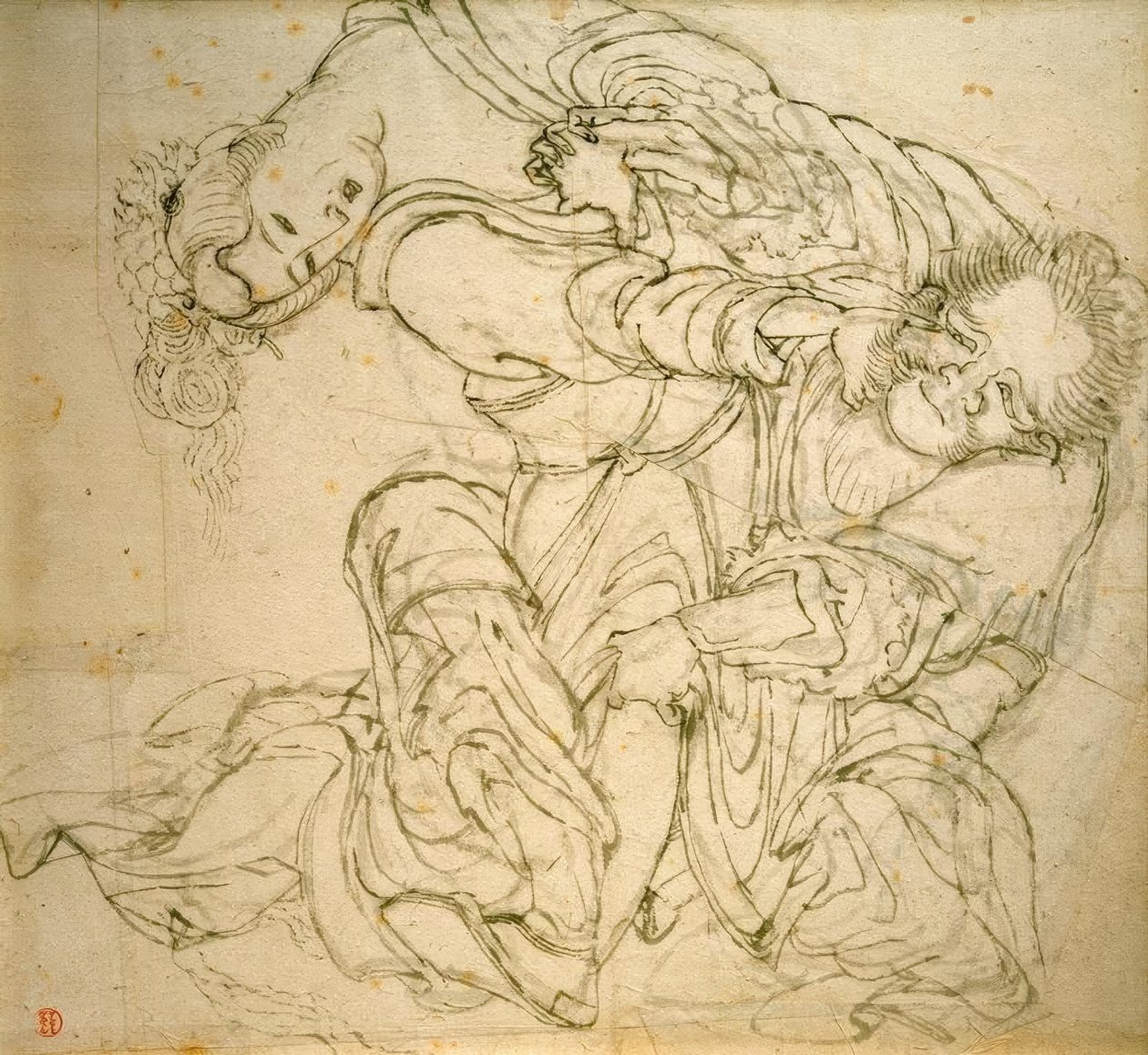 Soko bråkar med sin fru av Katsushika Hokusai