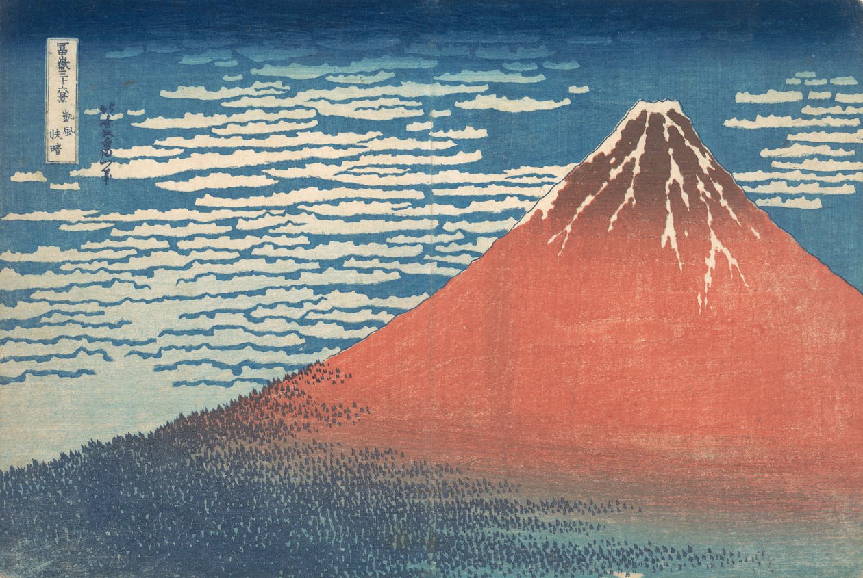 South Wind, Clear Sky Gaifu kaisei, även känd som Red Fuji, från serien Thirt..., ca. 1830-32. av Katsushika Hokusai