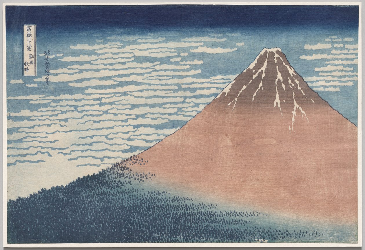 South Wind, Clear Sky, från serien Thirty-six Views of Mount Fuji av Katsushika Hokusai