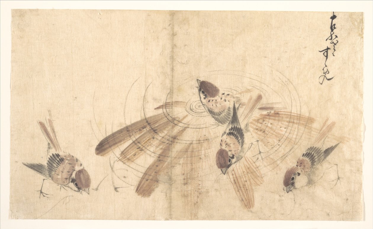 Sparvar av Katsushika Hokusai