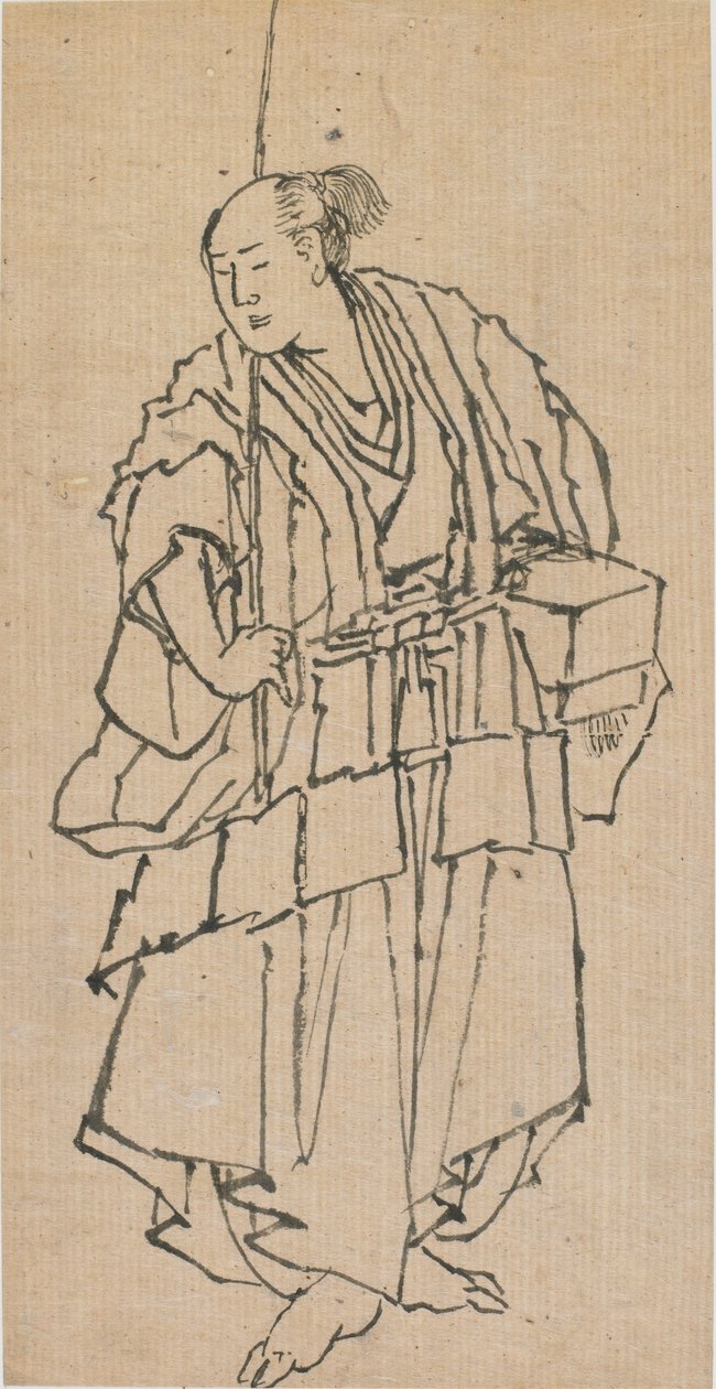 Stående figur av en man, sent 1700-tidigt 1800-tal. av Katsushika Hokusai
