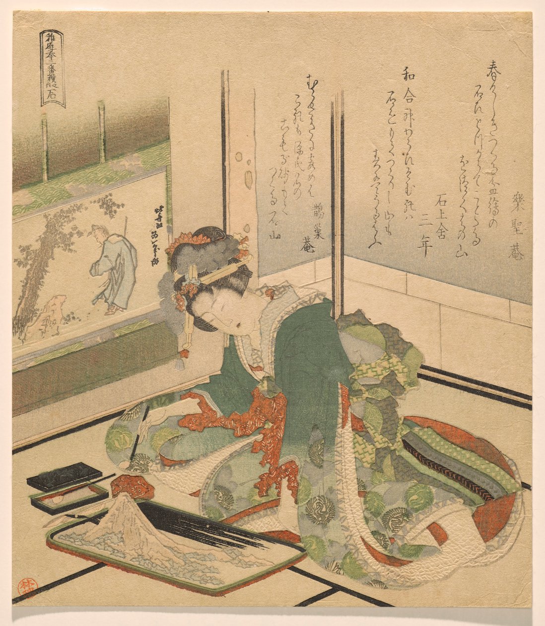 Stone, från serien Three Children av Katsushika Hokusai