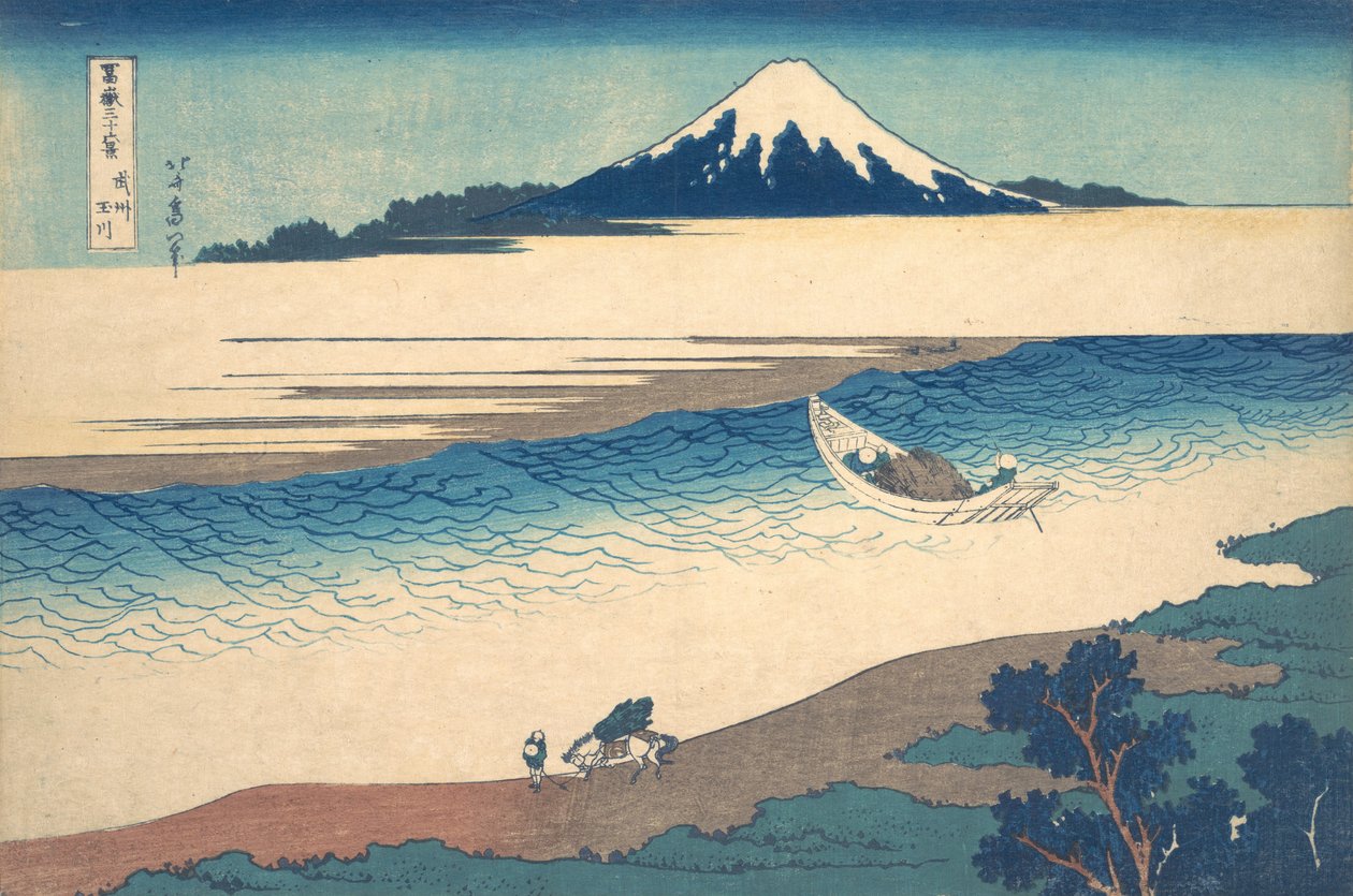 Tama River i Musashi-provinsen Bushu Tamagawa, från serien Thirty-six Views o..., ca. 1830-32. av Katsushika Hokusai