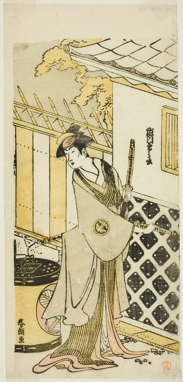 Skådespelaren Segawa Kikunojo III som en kvinna i en samurajfamilj av Katsushika Hokusai