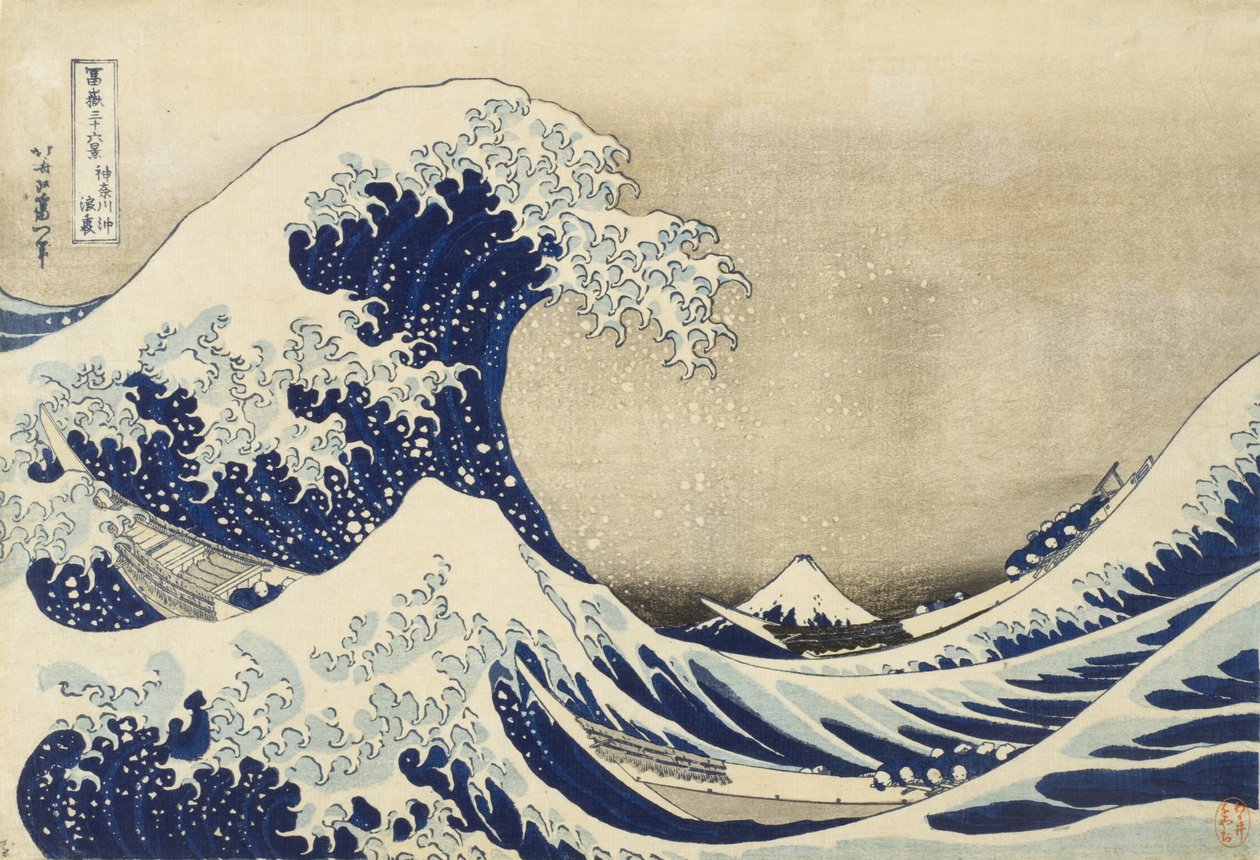 Den stora vågen utanför Kanagawa, ca 1830 (träblockstryck) av Katsushika Hokusai