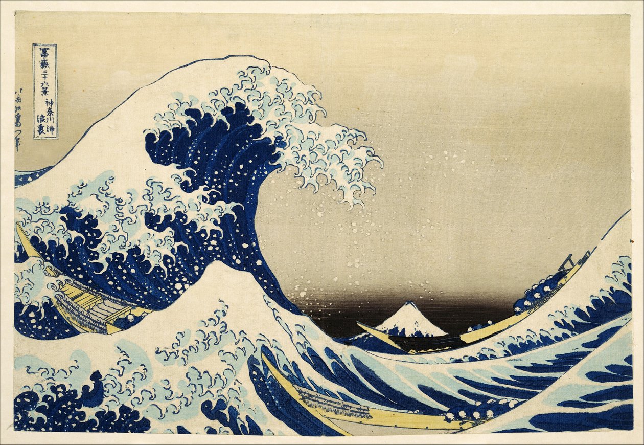 Den stora vågen utanför Kanagawa från från serien 36 Views of Mount Fuji; 1831 (handfärgat trätryck) av Katsushika Hokusai